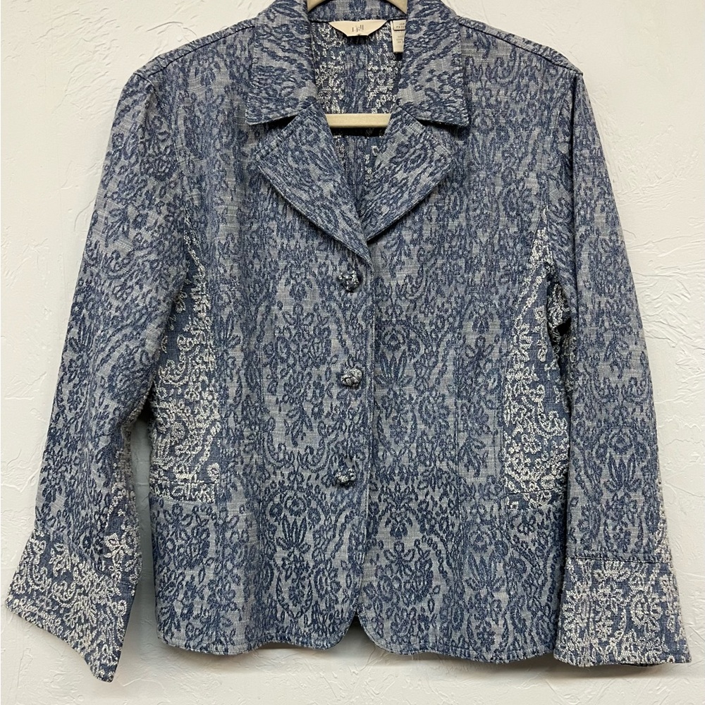 J. Jill Blue Brocade Print Jacket women’s 10P